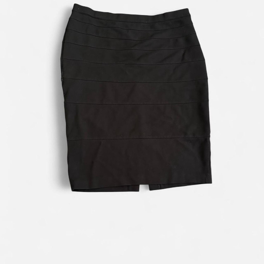 Thalian black pencil skirt ribbed details stretchy